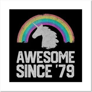 41th Birthday Gift Unicorn Retro 1979 Funny Men Women Posters and Art